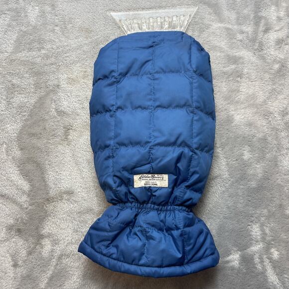 Eddie Bauer Goose Down Ice Scraper Mitt Blue Quilted Insulated Glove Mitten - Picture 1 of 6